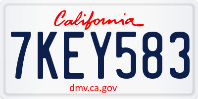 CA license plate 7KEY583