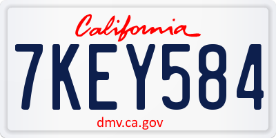 CA license plate 7KEY584