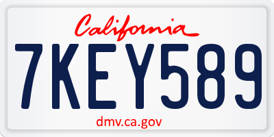 CA license plate 7KEY589