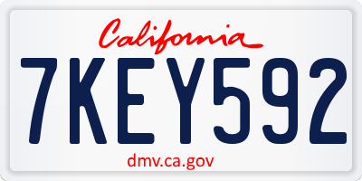 CA license plate 7KEY592