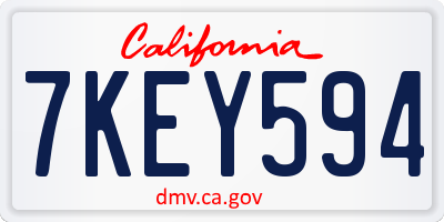 CA license plate 7KEY594