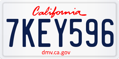 CA license plate 7KEY596