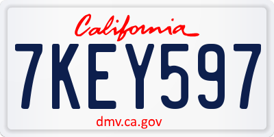 CA license plate 7KEY597