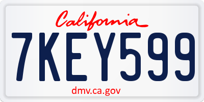 CA license plate 7KEY599