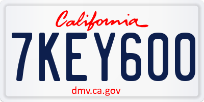 CA license plate 7KEY600