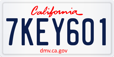 CA license plate 7KEY601
