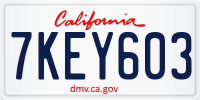 CA license plate 7KEY603