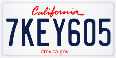CA license plate 7KEY605