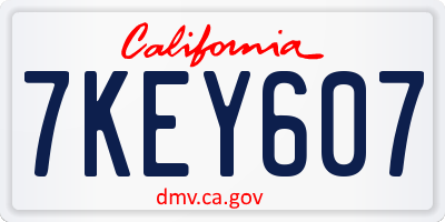 CA license plate 7KEY607