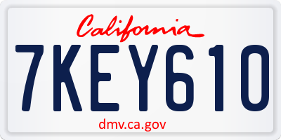 CA license plate 7KEY610