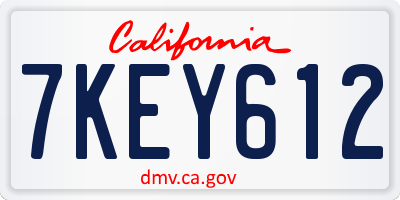 CA license plate 7KEY612