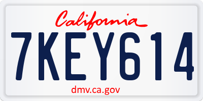 CA license plate 7KEY614
