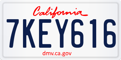 CA license plate 7KEY616