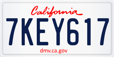 CA license plate 7KEY617