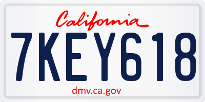 CA license plate 7KEY618
