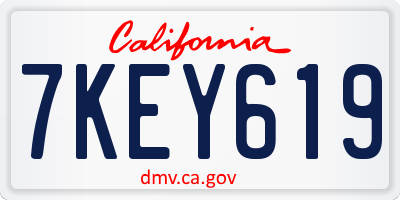 CA license plate 7KEY619