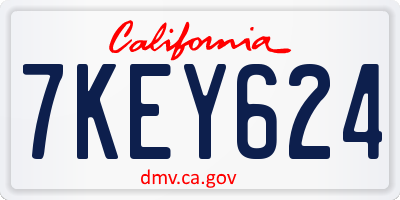 CA license plate 7KEY624