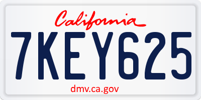 CA license plate 7KEY625