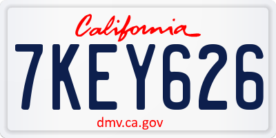 CA license plate 7KEY626