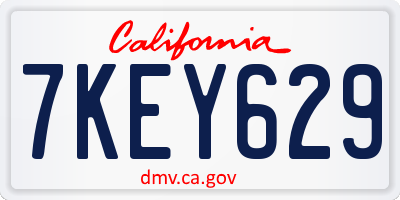 CA license plate 7KEY629