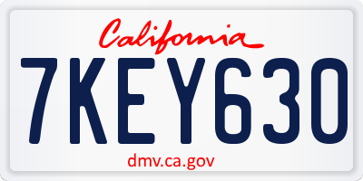 CA license plate 7KEY630