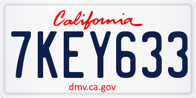 CA license plate 7KEY633