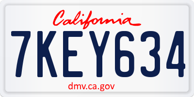 CA license plate 7KEY634