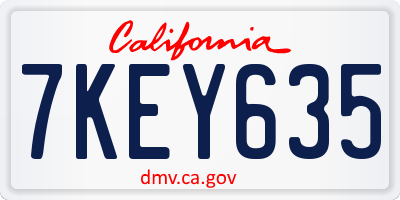 CA license plate 7KEY635