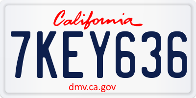 CA license plate 7KEY636