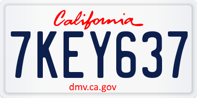 CA license plate 7KEY637