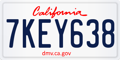 CA license plate 7KEY638