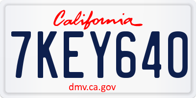 CA license plate 7KEY640