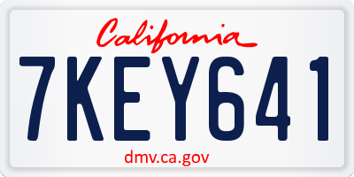 CA license plate 7KEY641