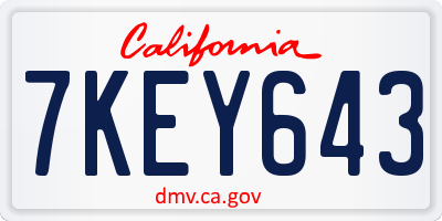 CA license plate 7KEY643