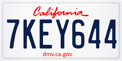 CA license plate 7KEY644