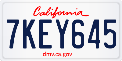 CA license plate 7KEY645