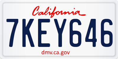 CA license plate 7KEY646