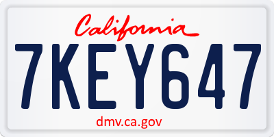 CA license plate 7KEY647
