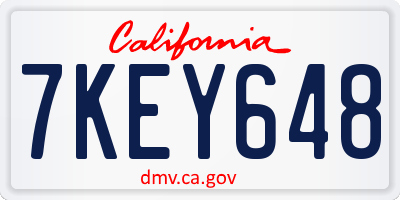 CA license plate 7KEY648
