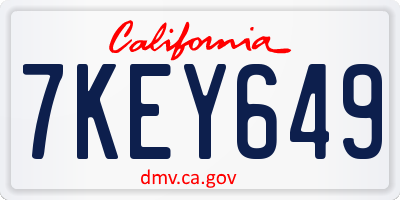 CA license plate 7KEY649