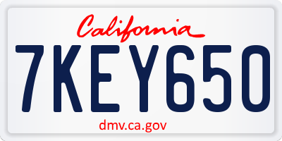 CA license plate 7KEY650