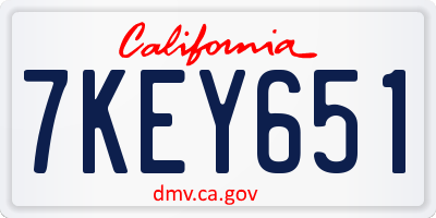 CA license plate 7KEY651