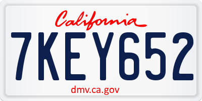 CA license plate 7KEY652