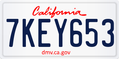 CA license plate 7KEY653