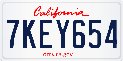 CA license plate 7KEY654