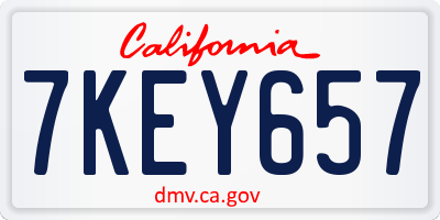 CA license plate 7KEY657