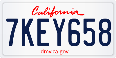 CA license plate 7KEY658