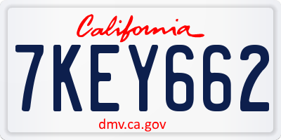 CA license plate 7KEY662