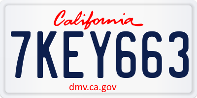CA license plate 7KEY663