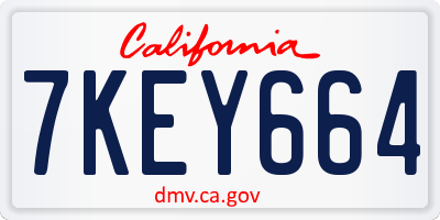 CA license plate 7KEY664